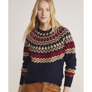 Vineyard Vines Navy and Red Fair Isle Sweater
